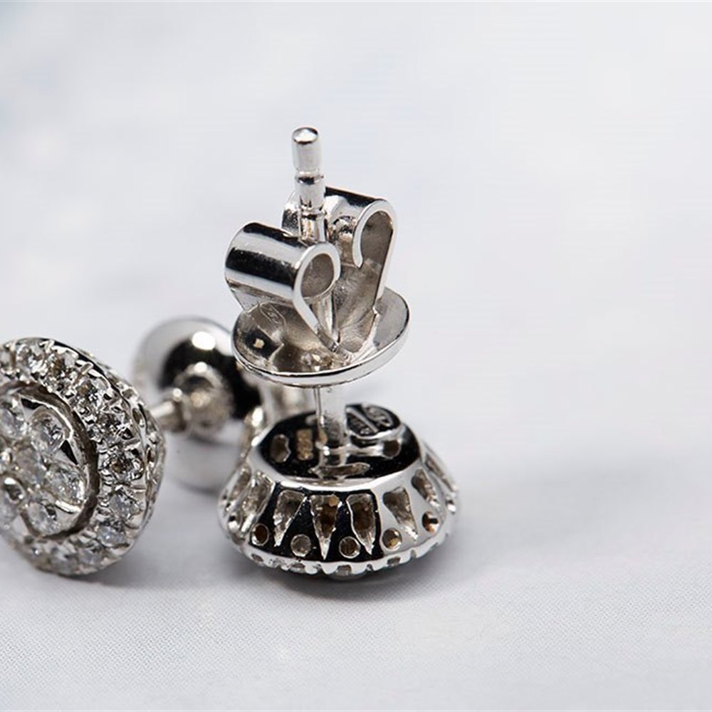 Mappin & Webb 18K White Gold 0.51cts Diamond Cluster Earrings