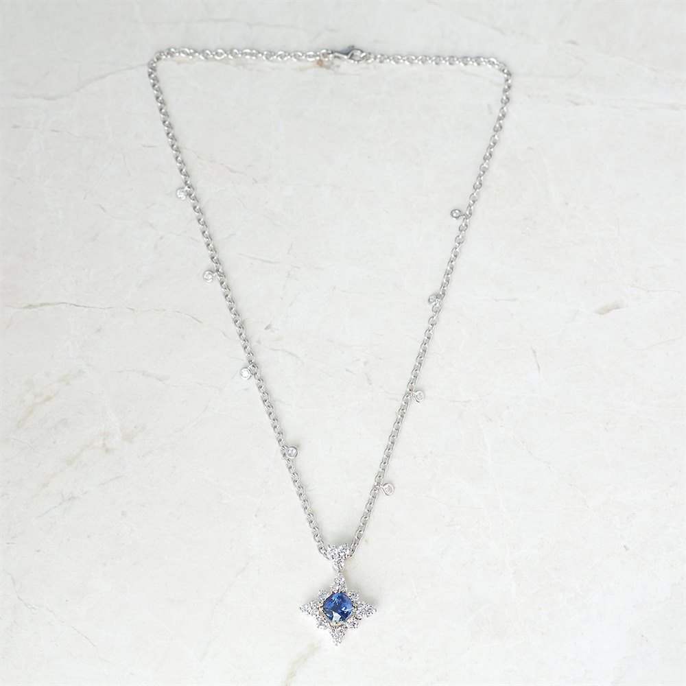 Picchiotti 18k White Gold 2.00ct Sapphire & 1.49ct Diamond Necklace