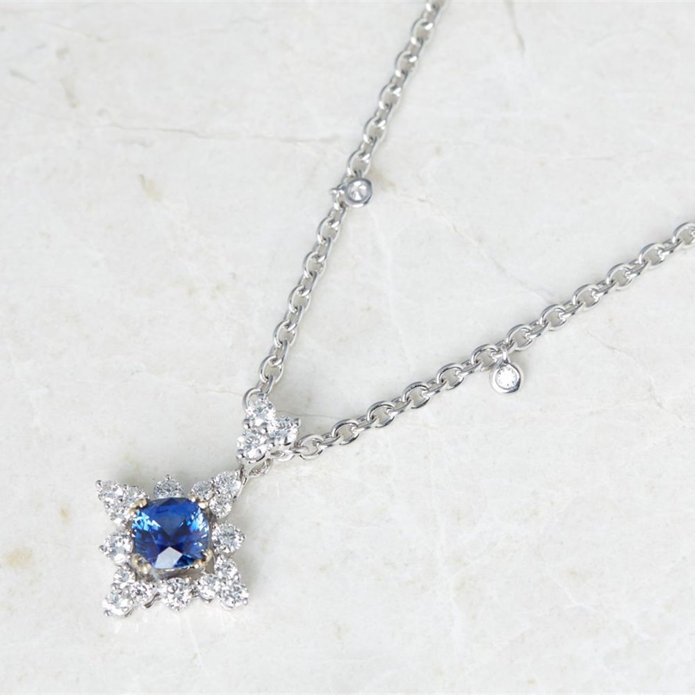 Picchiotti 18k White Gold 2.00ct Sapphire & 1.49ct Diamond Necklace