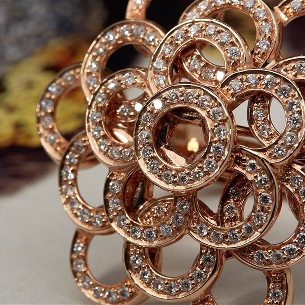 Carla Amorim 18K Rose Gold 0.73cts Pave Diamond Ring Size L