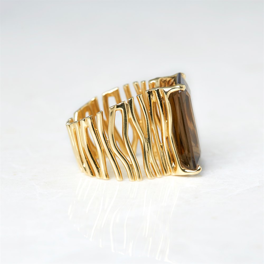 Carla Amorim 18k Yellow Gold Smoky Quartz Ring Size N