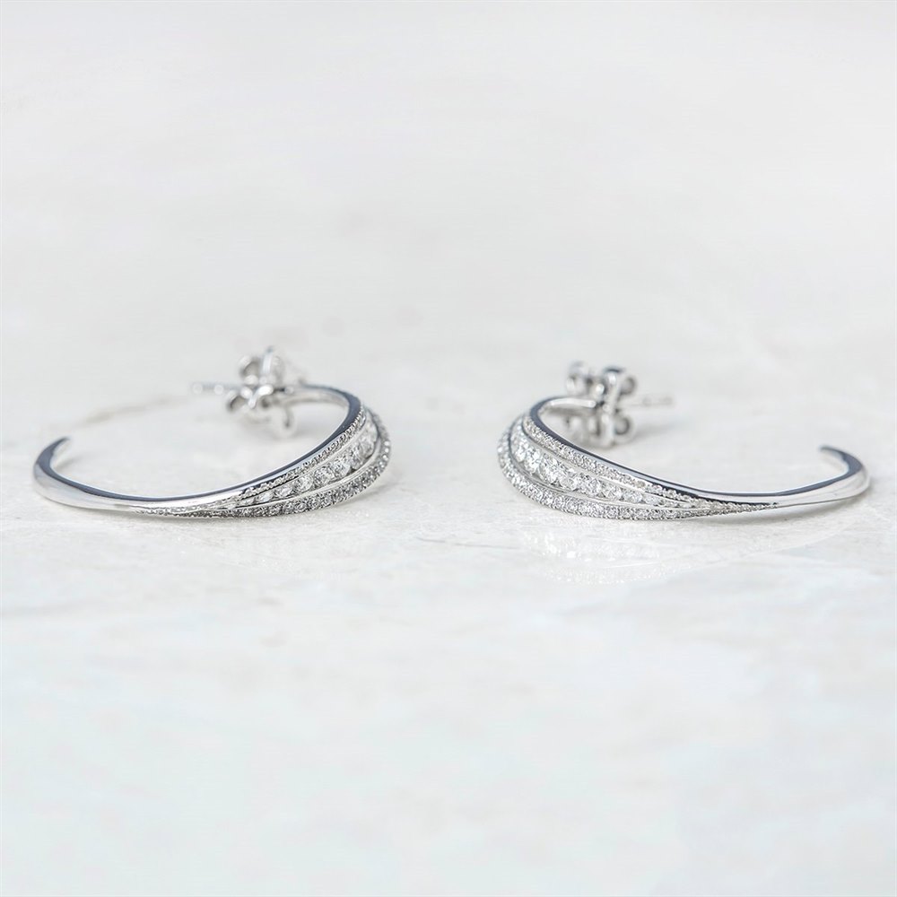 Mappin & Webb 18k White Gold 1.51ct Diamond Hoop Earrings