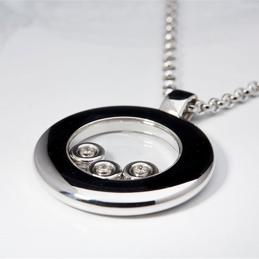 Chopard 18K White Gold Happy Diamonds Round Floating Diamonds Pendant