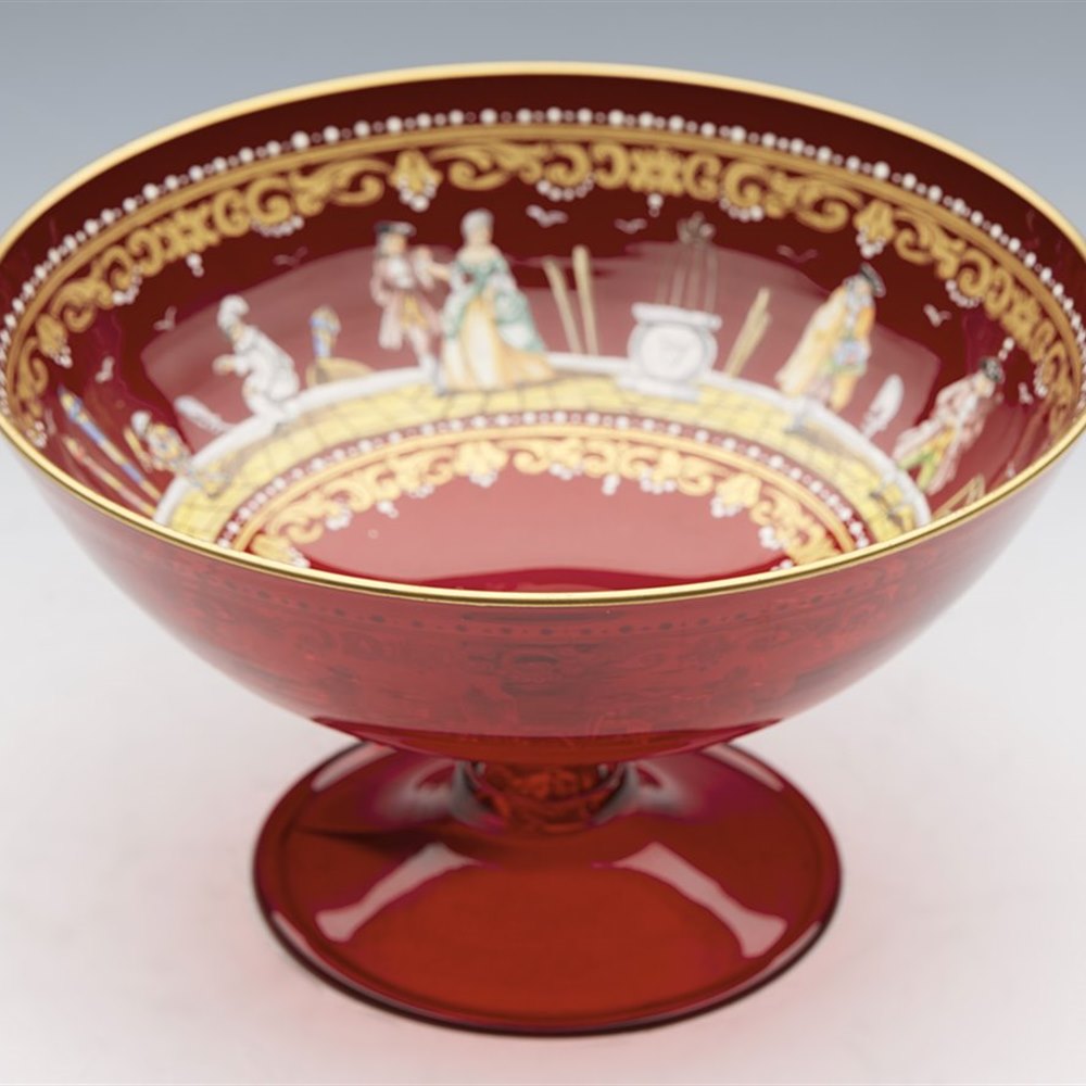 large glass bowl on pedestal