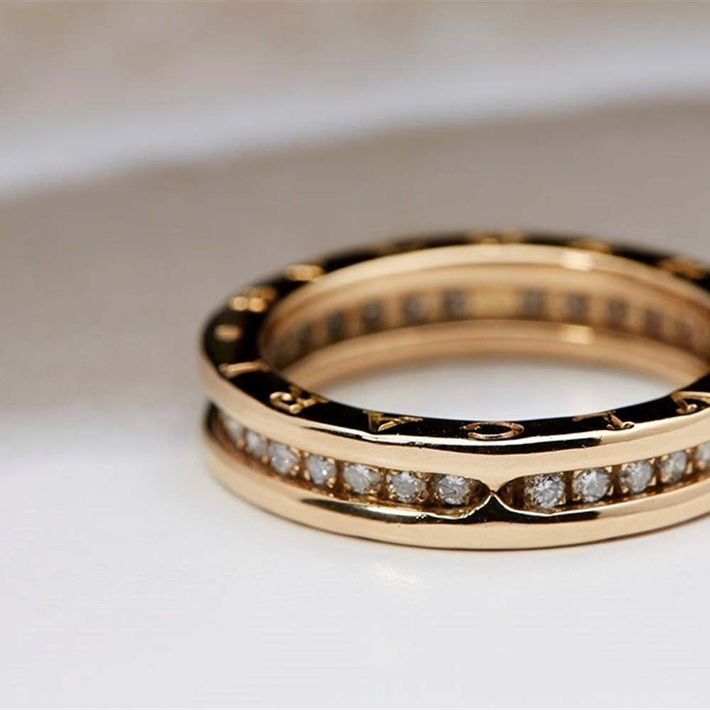 Bvlgari B Zero 1 18K Yellow Gold Diamond Ring Size 56