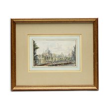 Original G.Leon Watercolour 'view De Chateau De Courtalain Burgundy', C.1785