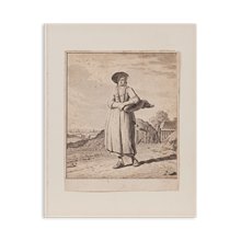Pen And Ink 'study Of A Girl On Her Way To Market', Jordanus Hoorn (1753–1833)