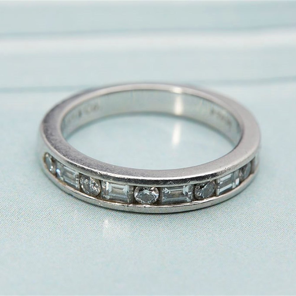 Tiffany Platinum Brilliant/ Emerald Cut Diamond ring 1.00ctsVS/G US Size 4.5
