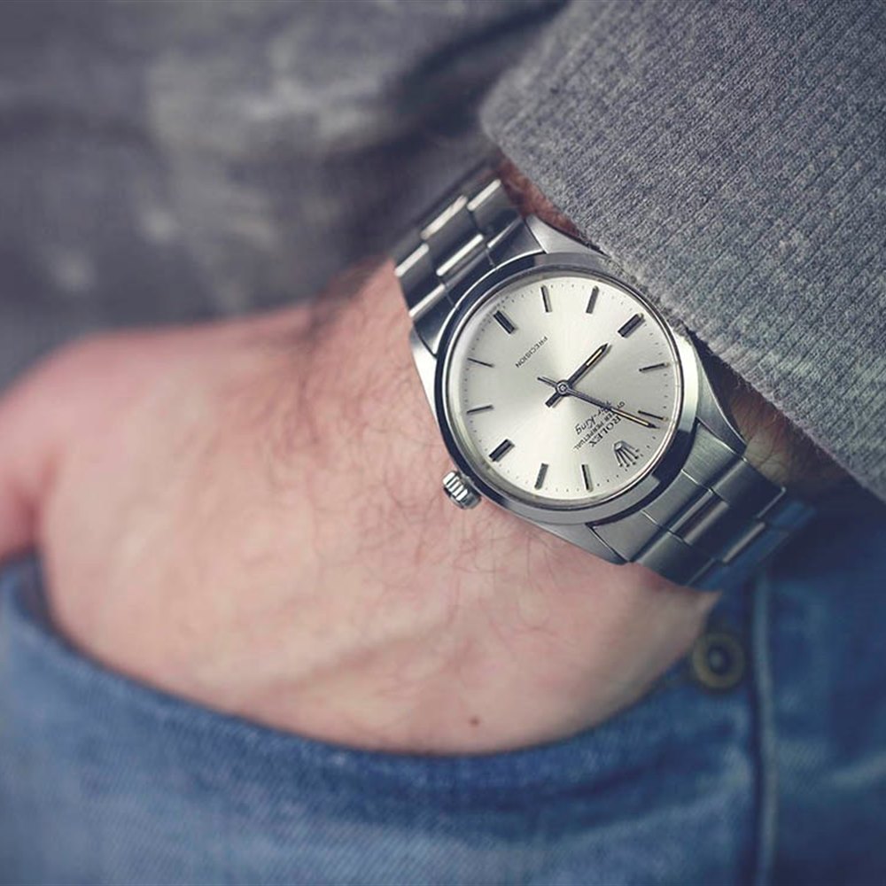 rolex air king stainless steel