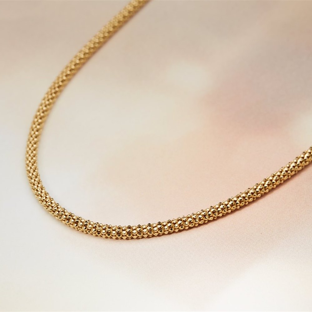 Mappin & Webb 18K Yellow Gold Stylish Textured Chain Necklace